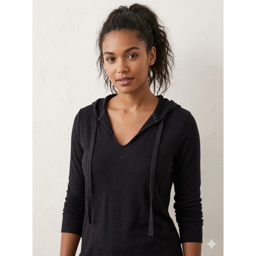 Lou & Grey LOFT Super Soft Women’s Black V Neck, Pullover Hoodie, XS
